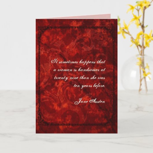 ジェーンオースティン引用文誕生日カーカスタマイズド カード (黄色い花)