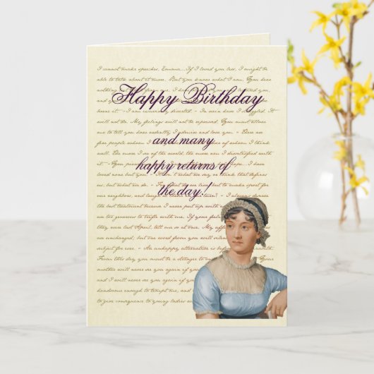 ジェーンオースティン書引用文自分の誕生日カード カード (黄色い花)