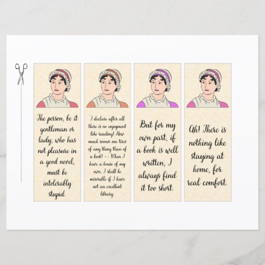 ジェーンオースティン有名な引用文紙DIYブックマーク (正面)