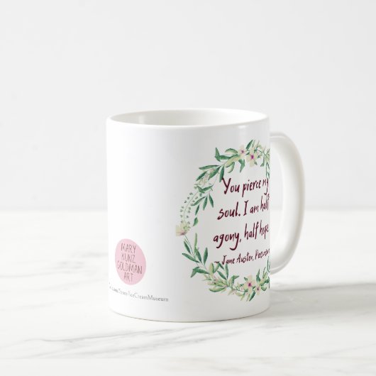 ジェーンオースティン説得引用文かわいいフローラ文学 コーヒーマグカップ (正面右)