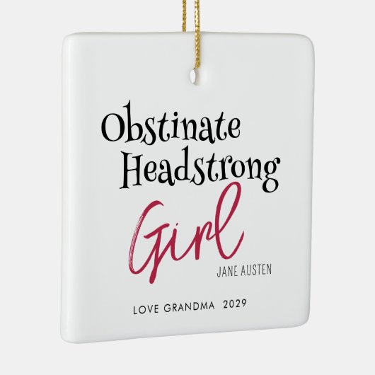 ジェーンオースティン頑固な女の子引用文 セラミックオーナメント (右)