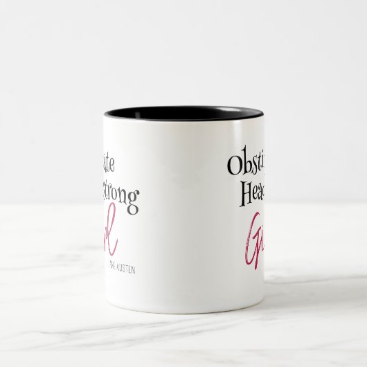 ジェーンオースティン頑固な女の子引用文 ツートーンマグカップ (中央)