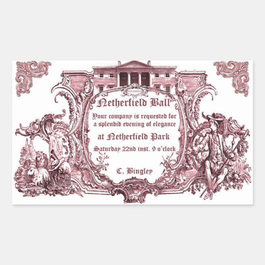 ジェーンオースティン:オランダのボールのシール 長方形シール (正面)