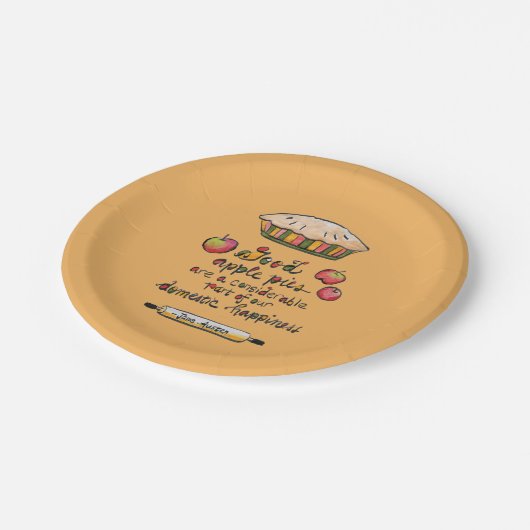 ジェーンオーステンアップルパイ引用文感謝 ペーパープレート (アングル)