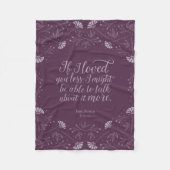 ジェーンオーステンエマパープルフローララブ引用文 フリースブランケット (正面)