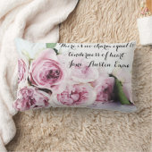 ジェーンオーステンエマブック引用文ピンクローズフローラ ランバークッション (ブランケット)