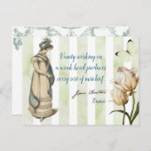 ジェーンオーステンエマ引用文ヴィンテージブストライプのルー ポストカード (正面/裏面)