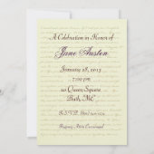 ジェーンオーステンパーティー誕生祝い引用文 招待状 (裏面)