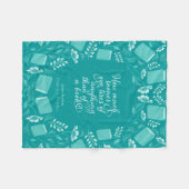 ジェーンオーステンプライド&偏見ティール（緑がかった色）フローラブックイッシュ フリースブランケット (正面(横))