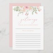 ジェーン赤面ピンクフローラゲタウェイズ旅行ブライダルゲーム 招待状 (正面/裏面)