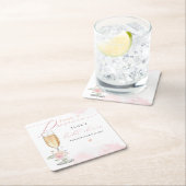 ジェーン赤面フローラ花びら&プロセッコブライダルシャワー スクエアペーパーコースター (インサイチュ)