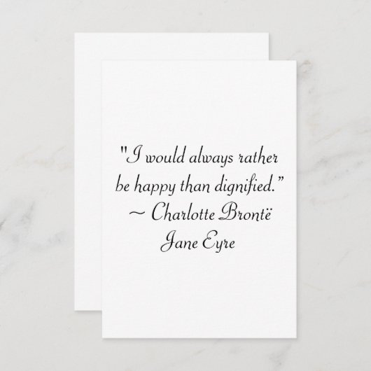 ジェーン・アイレむしろ威厳のある引用文より幸せになる サンキューカード (正面/裏面)