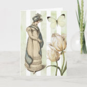 ジェーン・オースティンにインスパイアされたヴィンテージの青いストライプの可愛い カード (正面)