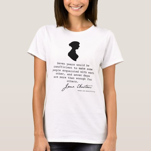 ジェーン・オースティンのシルエットと本の引用文, Tシャツ (正面)