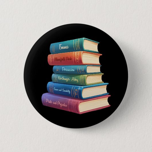 ジェーン・オースティンの小説VIII 缶バッジ (正面)