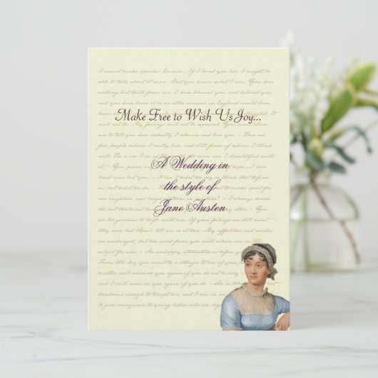 「ジェーン・オースティンの結婚式のお祝いの名言」 招待状