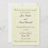 「ジェーン・オースティンの結婚式のお祝いの名言」 招待状 (裏面)