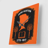 ジェーン・オースティン・イングリッシュ小説家 スクエア壁時計 (傾斜)