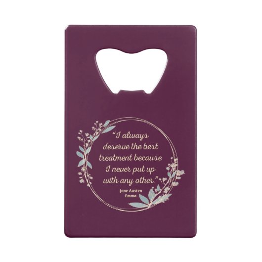 ジェーン・オースティン『エマ』名言II - かわいいスタイル クレジットカード栓抜き (正面)