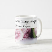ジェーン・オースティン『エマ』書籍の引用 ピンクのバラの花 コーヒーマグカップ (正面右)