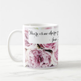 ジェーン・オースティン『エマ』書籍の引用 ピンクのバラの花 コーヒーマグカップ