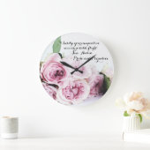 ジェーン·オーステン·プライド&偏見ブック·引用文·ピンク·ローズ ラージ壁時計 (ホーム)