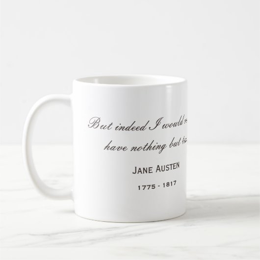 ジェーンAustenのポートレートおよび引用文の…茶 コーヒーマグカップ (左)