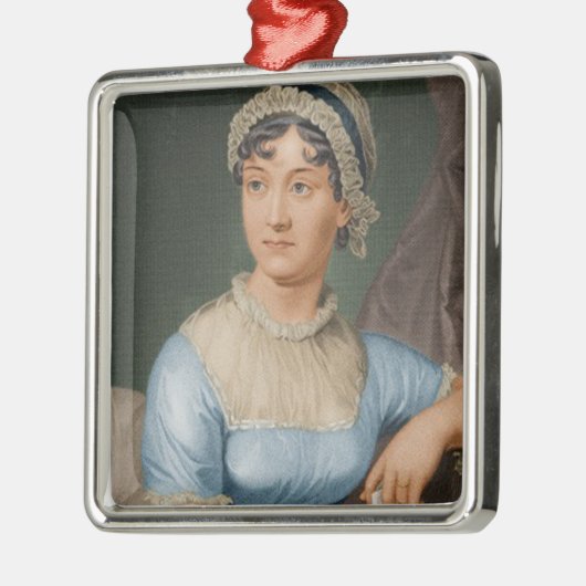 ジェーンAustenのポートレートのクリスマスの休日 メタルオーナメント (左)