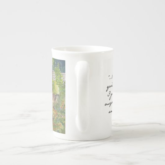 ジェーンAustenの庭の水彩画の骨灰磁器のマグ ボーンチャイナマグカップ (裏面)