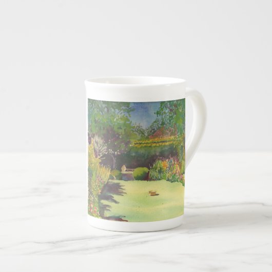 ジェーンAustenの庭IIの水彩画の骨灰磁器のマグ ボーンチャイナマグカップ (正面右)