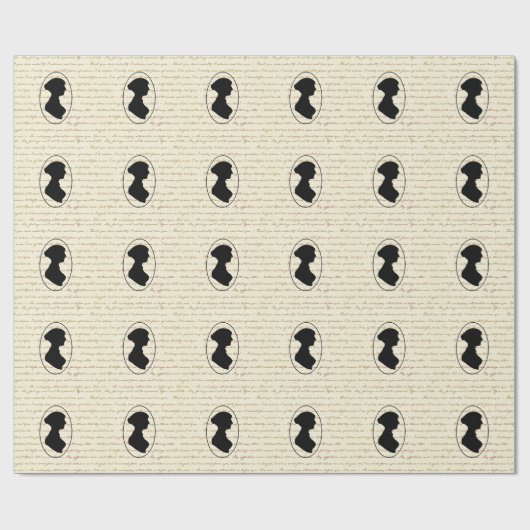 ジェーンAustenの引用文およびシルエットのポートレート ラッピングペーパー (フラット)