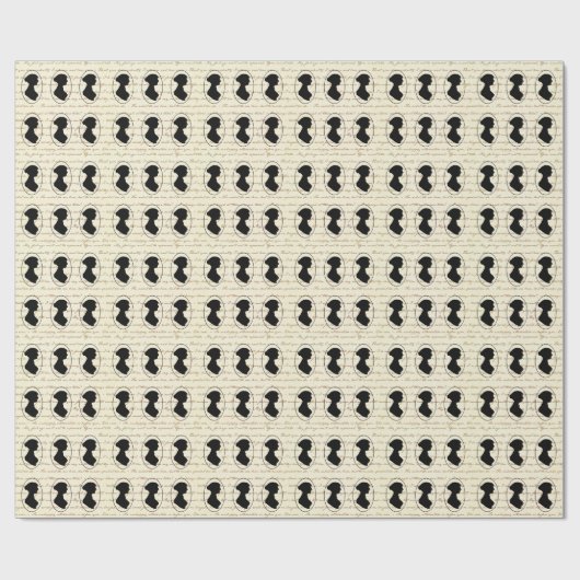 ジェーンAustenの引用文および小さいシルエットのポートレート ラッピングペーパー (フラット)