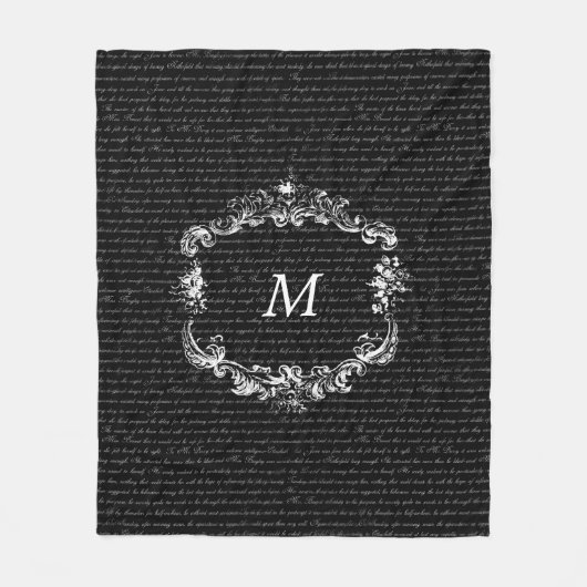 ジェーンAustenの文字の黒のパーソナライズなフリースブランケット フリースブランケット (正面)