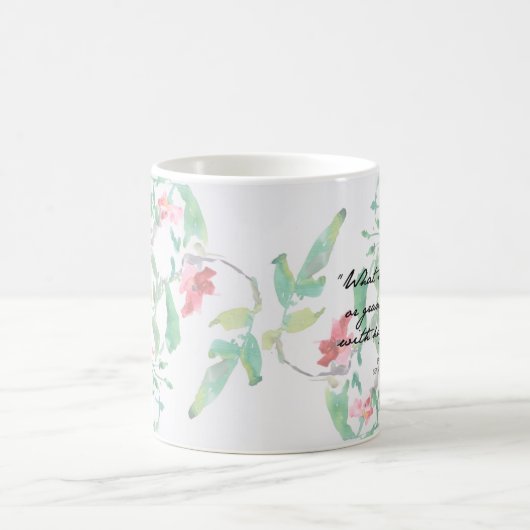 ジェーンAustenの水彩画のバラの引用文のマグ コーヒーマグカップ (中央)