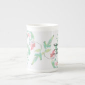 ジェーンAustenの水彩画のバラの引用文の骨灰磁器のマグ ボーンチャイナマグカップ (正面)