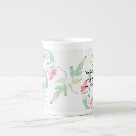 ジェーンAustenの水彩画のバラの引用文の骨灰磁器のマグ ボーンチャイナマグカップ (正面)