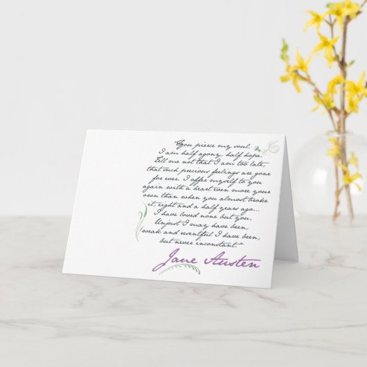 ジェーンAustenの説得の引用文#1の挨拶状 カード (黄色い花)