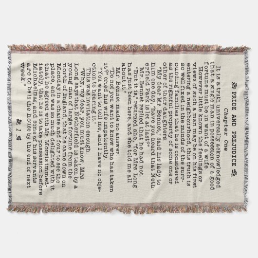 ジェーンAustenの高慢と偏見の文献の引用文 スローブランケット (正面)