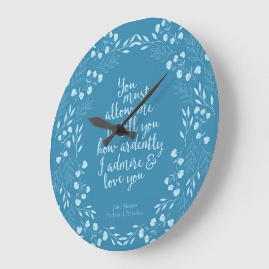 ジェーンAustenの高慢と偏見花愛引用文 ラージ壁時計 (傾斜)