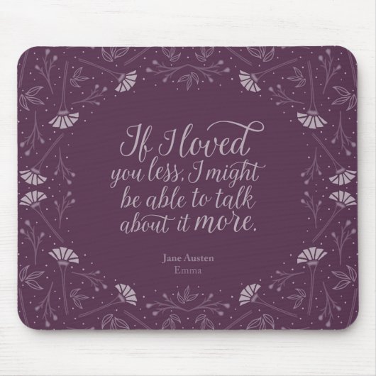 ジェーンAustenエマ紫色の花愛引用文 マウスパッド (正面)