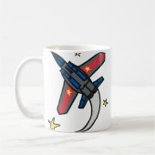 ジェ飛んでいるット飛行機 コーヒーマグカップ (左)