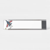 ジェ飛んでいるット飛行機 デスクネームプレート (正面)