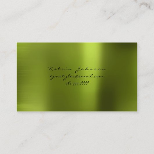 ジエリースタイリスト金ゴールドボールレモングリーンメタル 名刺 (裏面)