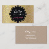 ジオエンブレムロゴのレトロな日が差すこと金ゴールドフォイルブラック 名刺 (正面/裏面)