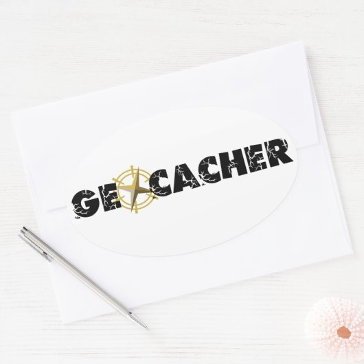 ジオカサーとコンパス 楕円形シール (封筒)