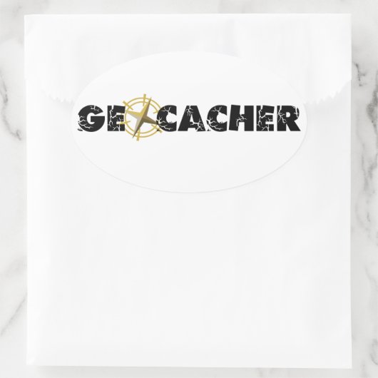 ジオカサーとコンパス 楕円形シール (バッグ)