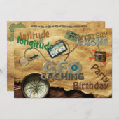 ジオキャッシュパーティの招待状カスタマイズ- 招待状 (正面/裏面)