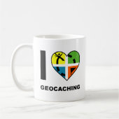 ジオキャッシングを愛するマグカップ コーヒーマグカップ (左)