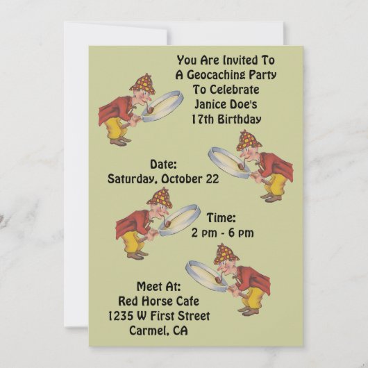 ジオキャッシング ジオキャッシュ パーティー ご招待 シャーロック ハント 招待状 (正面)