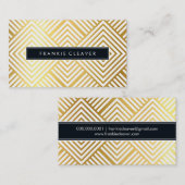 ジオダイヤモダンモンド模様トレンディーシンプル金ゴールド箔 名刺 (正面/裏面)
